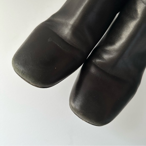 Prada Black Leather Ankle Square Toe Boots - Picture 2 of 6